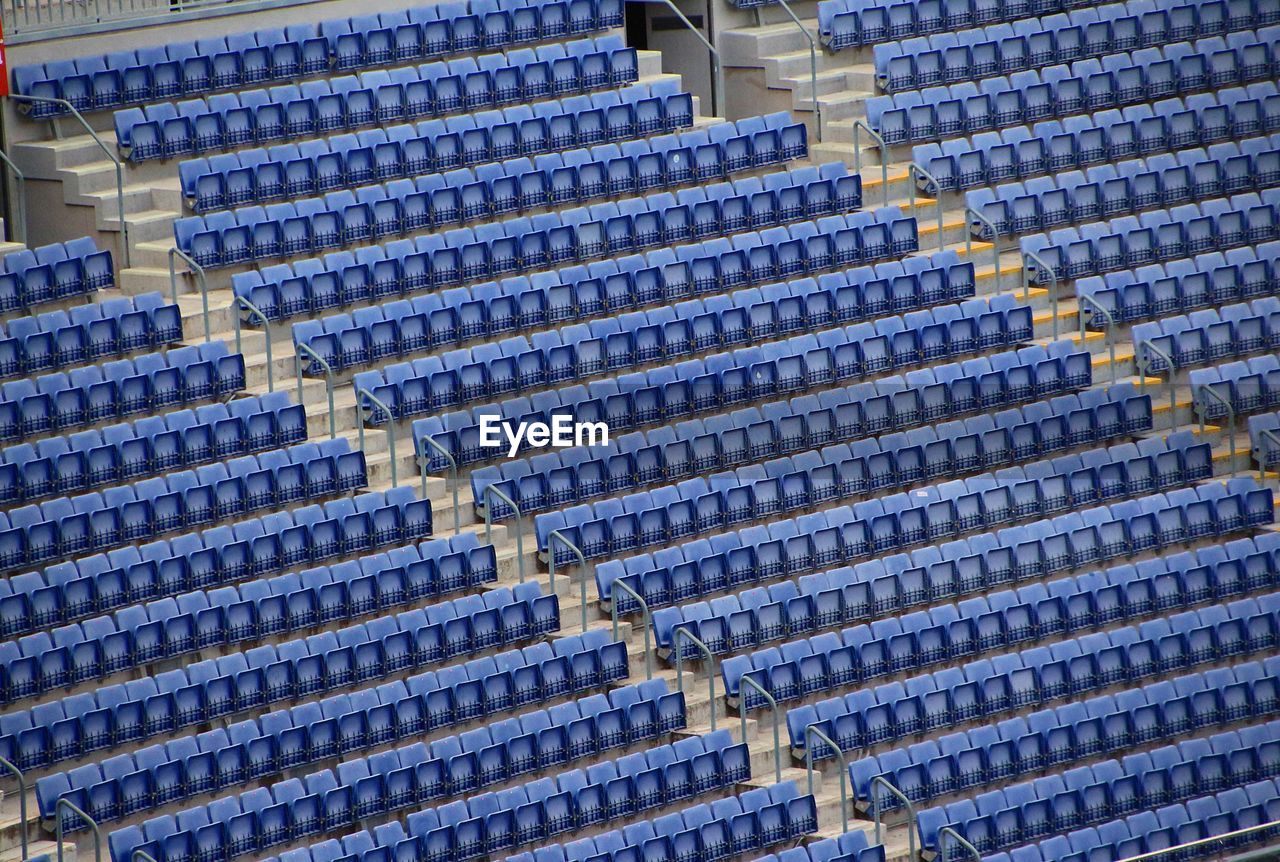 Full frame shot of blue stairs in stadium