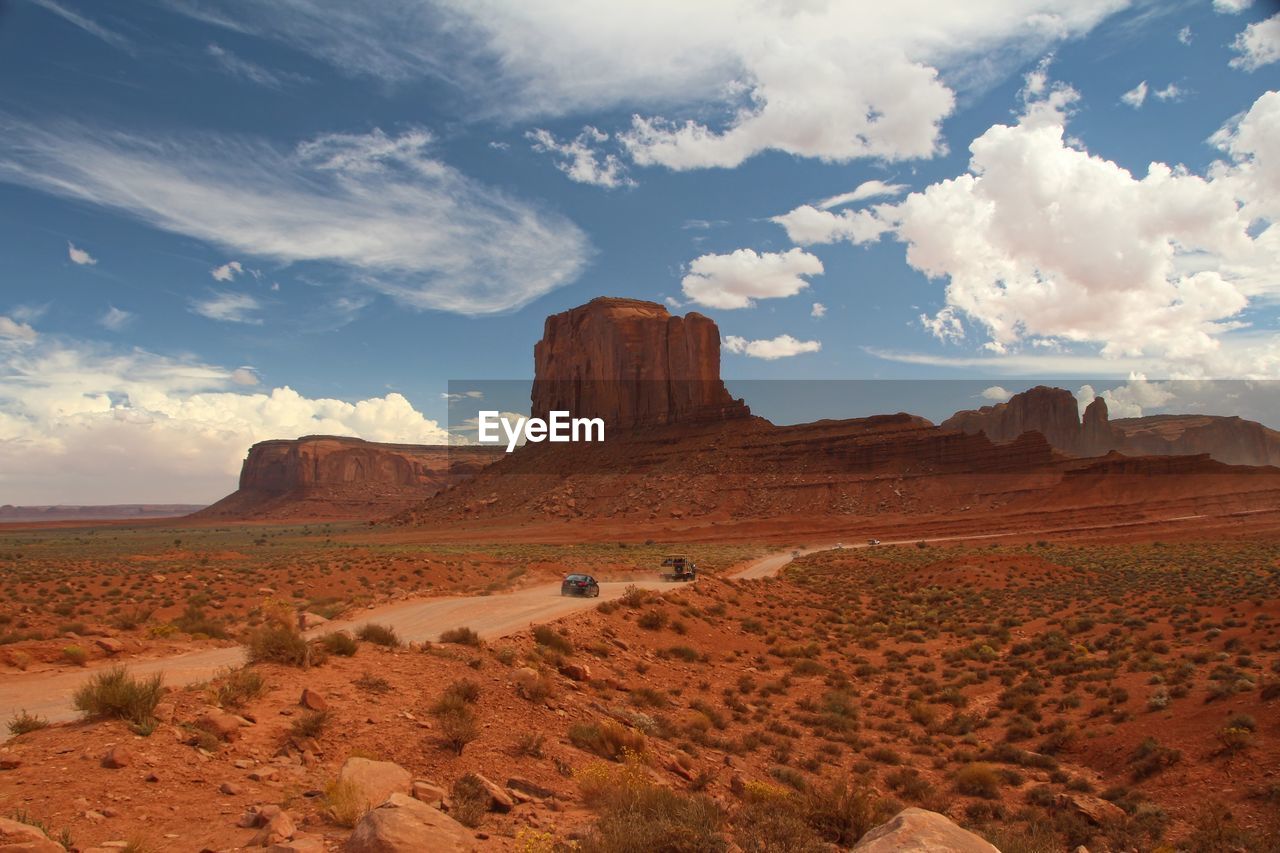 Rock formations in desert against sky