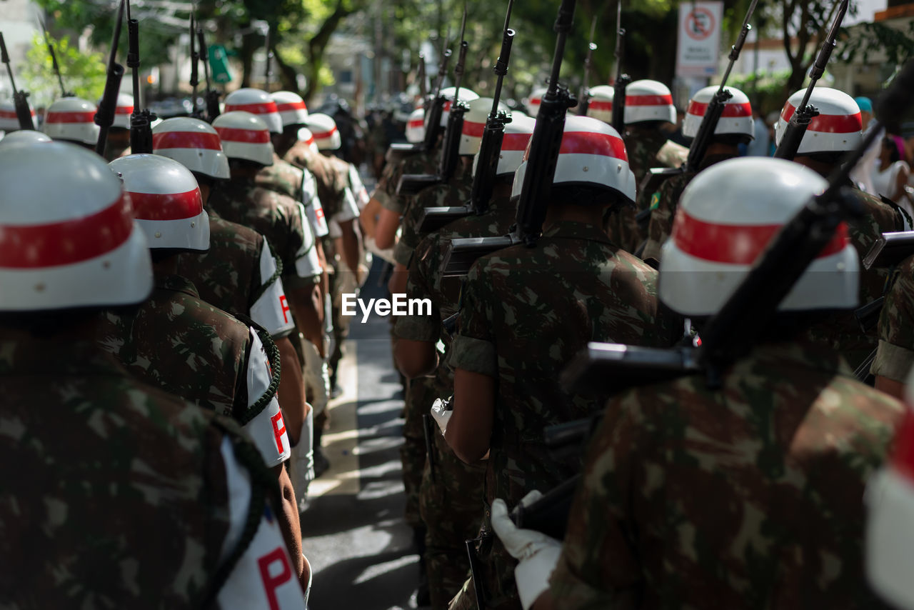 Army soldiers are seen marching during brazilian independence celebrations