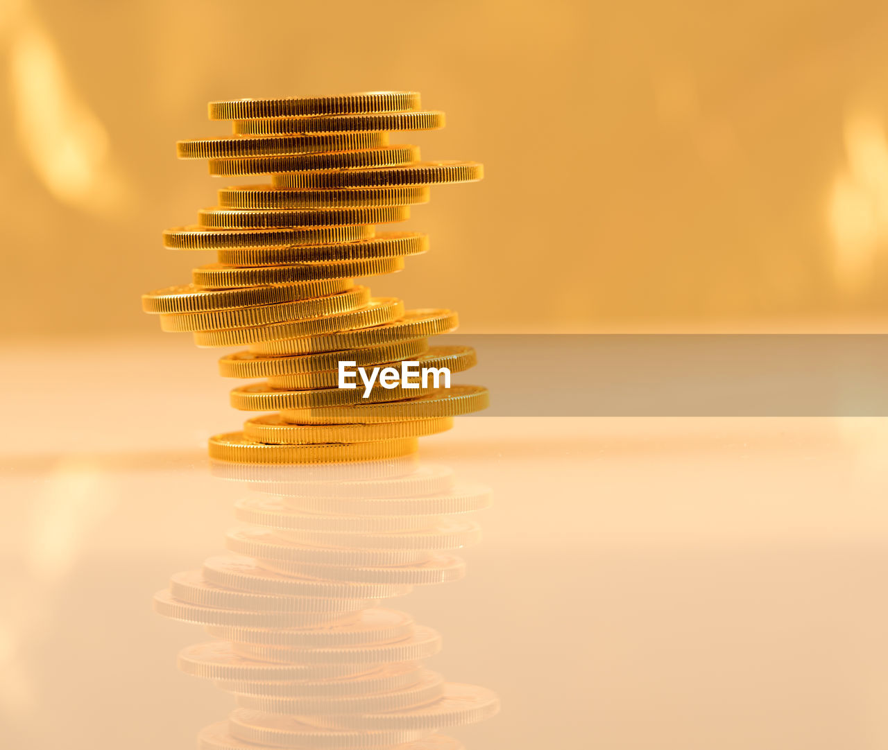 Close-up of gold colored coins