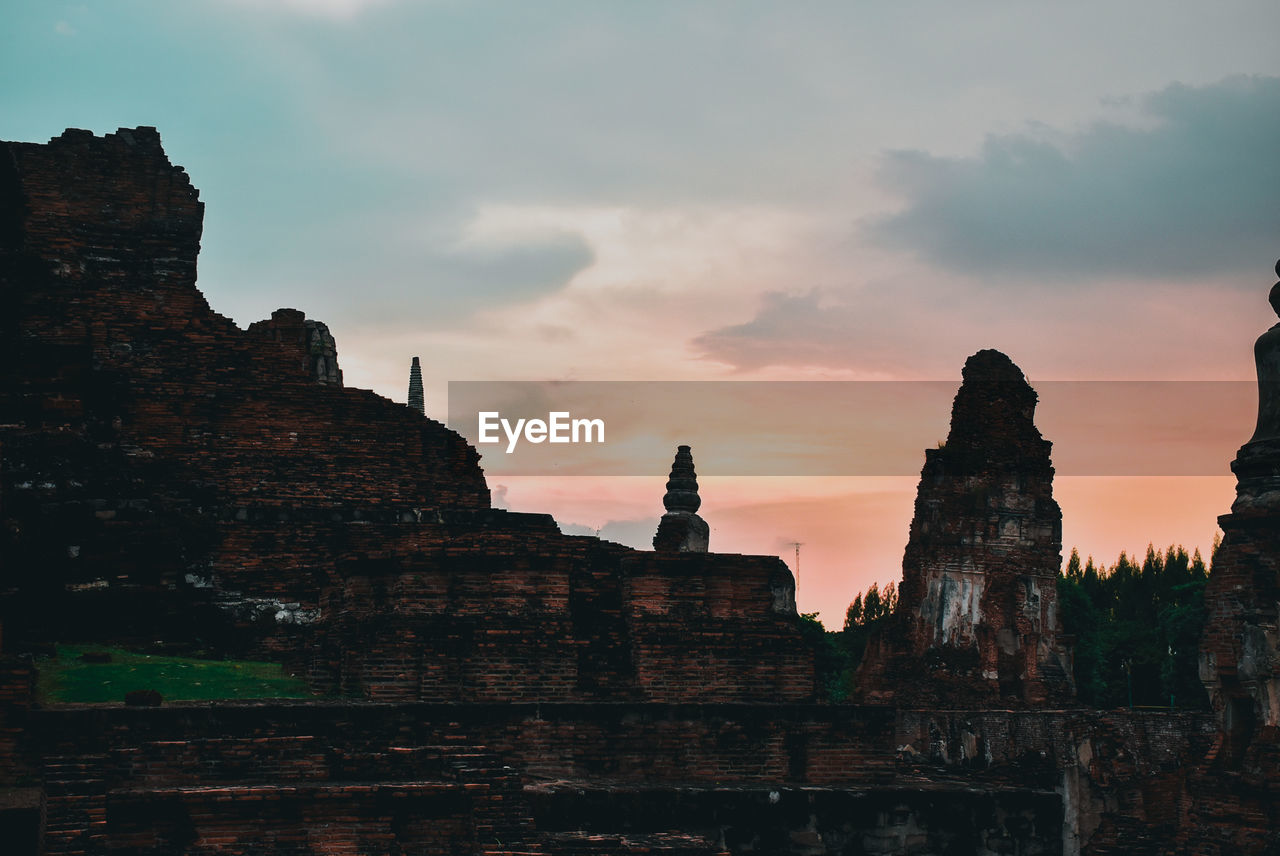 Old ruin temple against sky