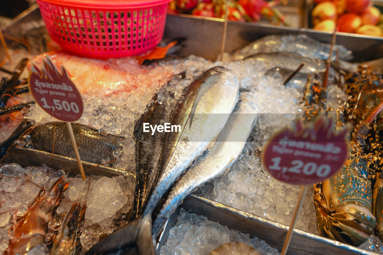 close-up of fish for sale at market