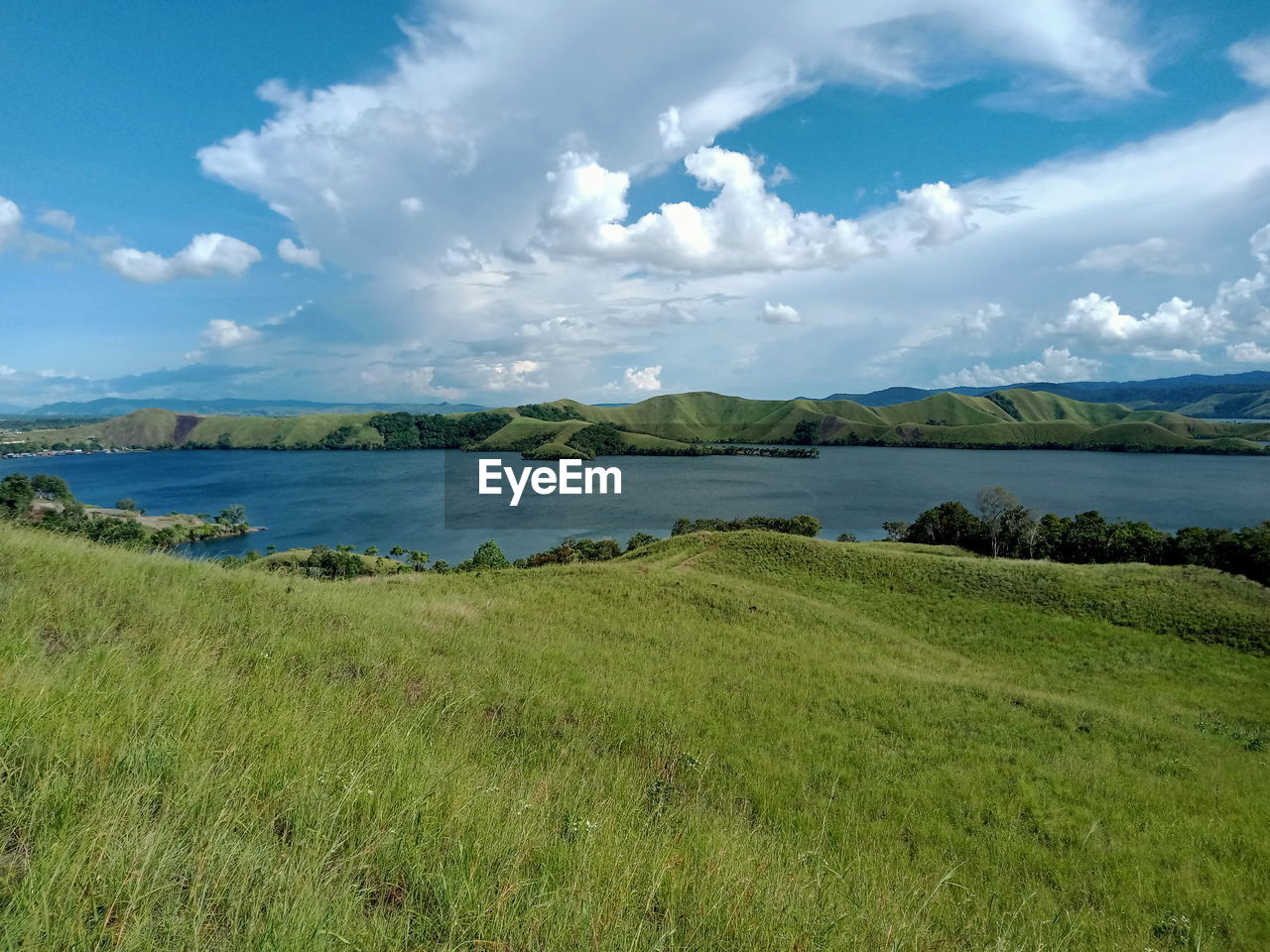 Scenic view of lake against sky