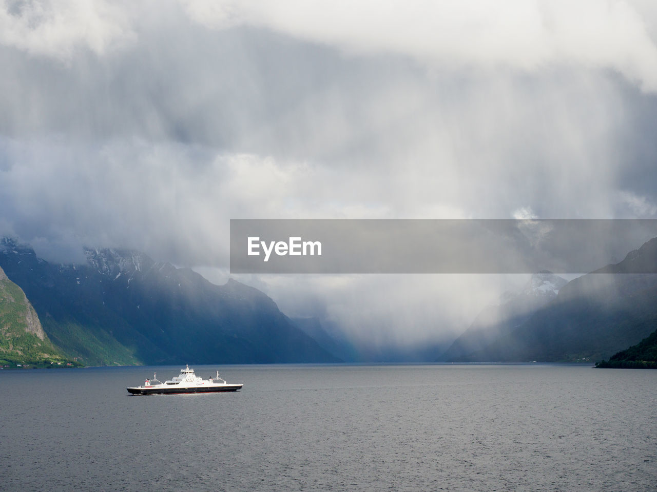 Ferry crossing norwegian fjord