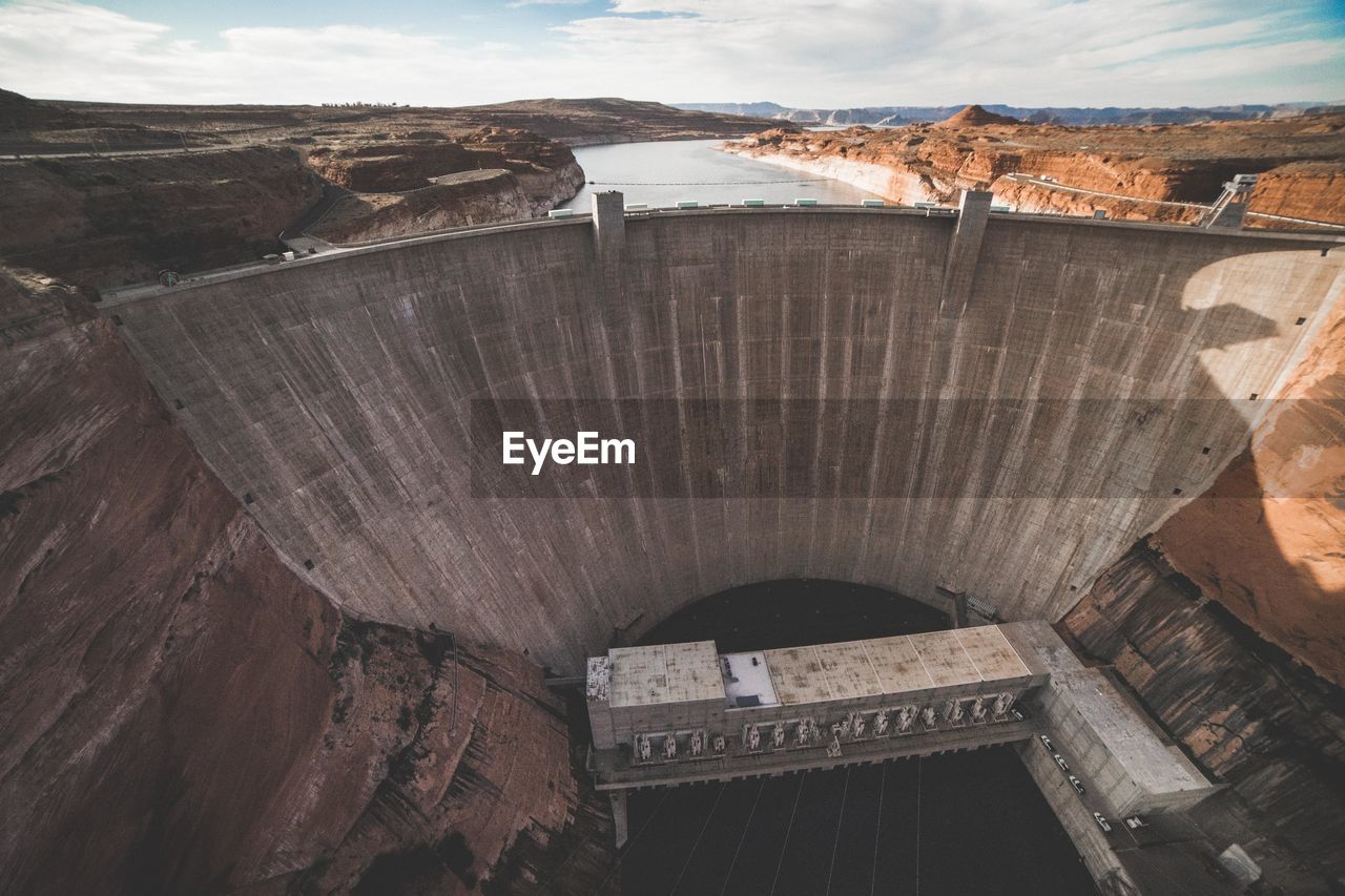 High angle view of dam