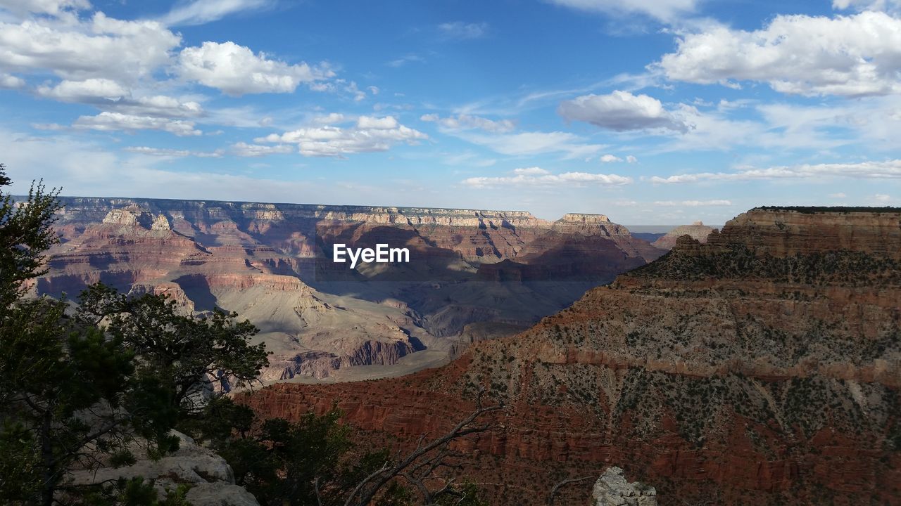 Scenic view of mountains against cloudy sky