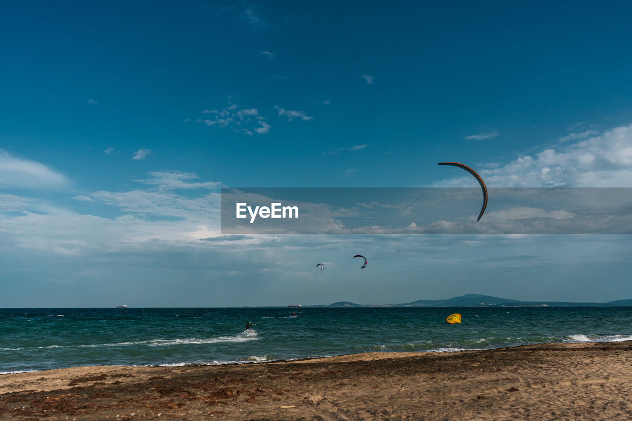 Kite surfing in the summer.