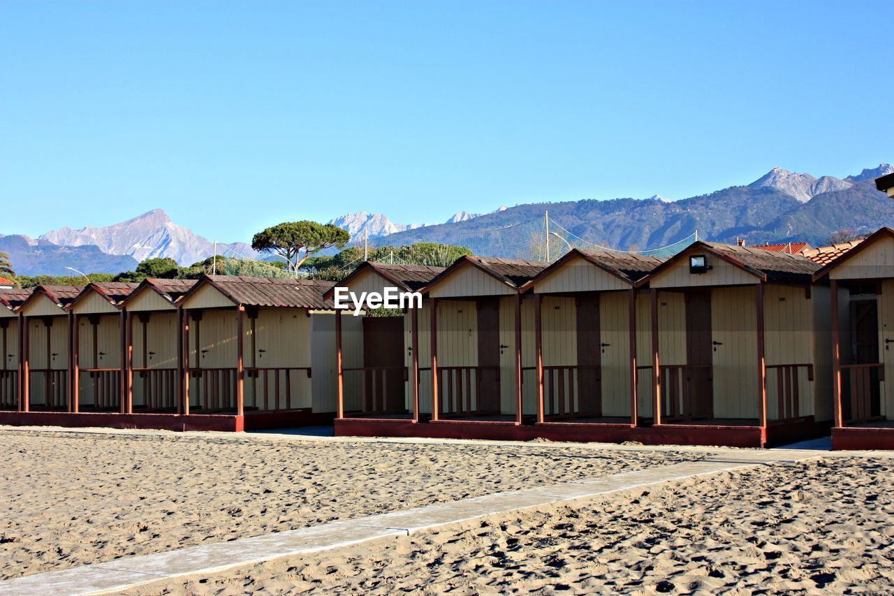 By the sea on the sandy beach of an italian beach establishment in versilia, tuscany