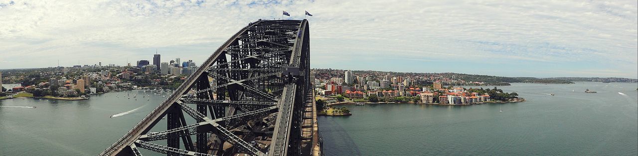 Sydney harbor bridge over sea