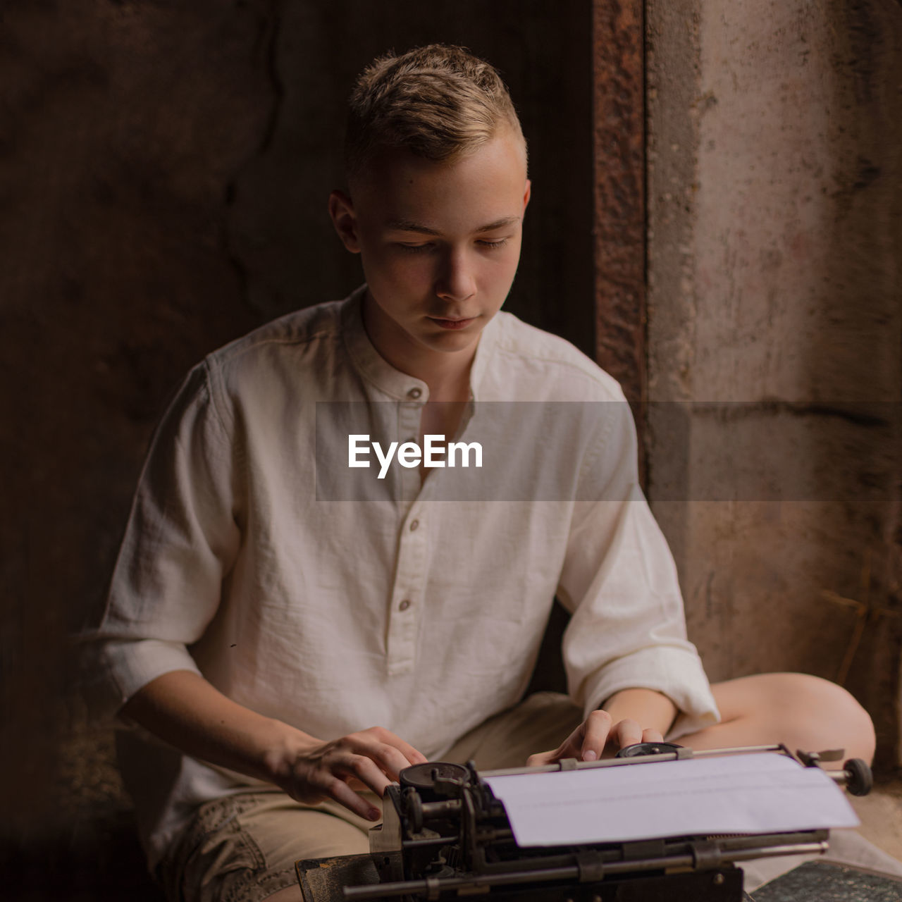 Young man typing