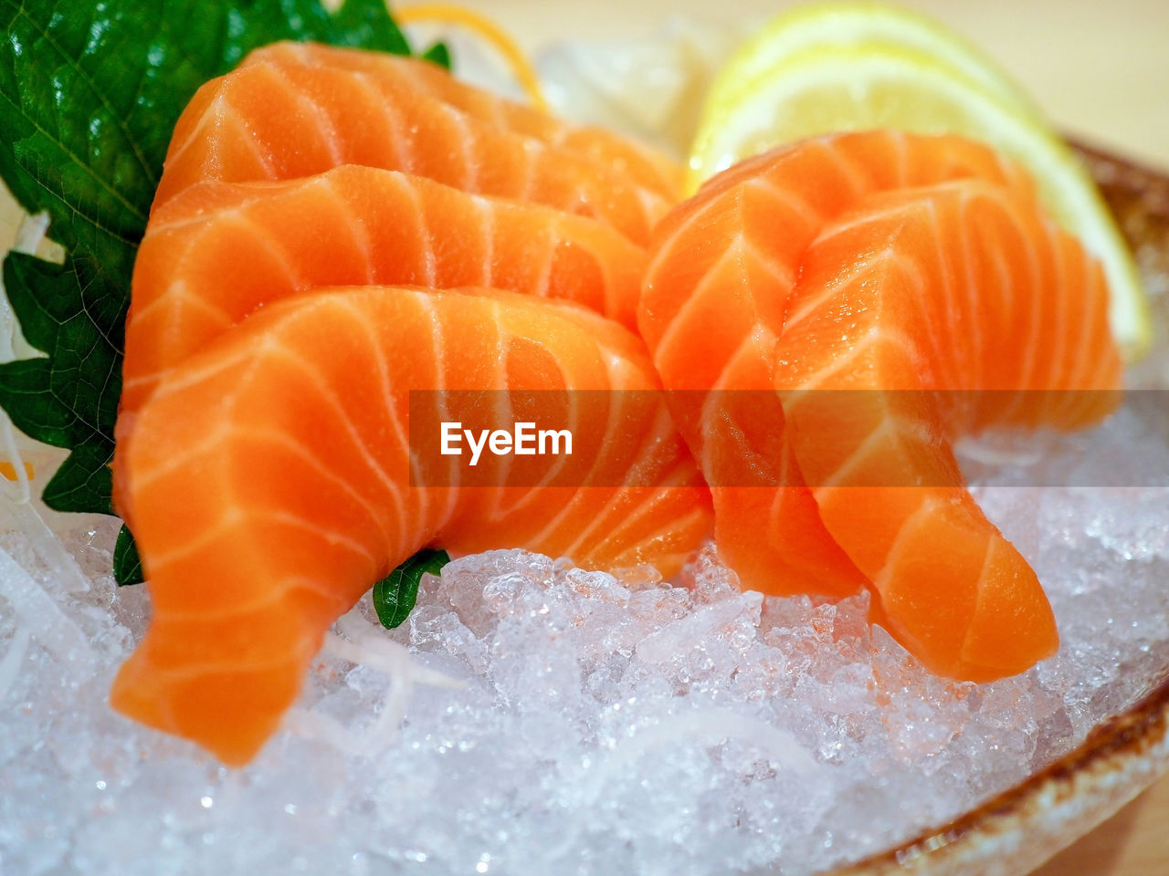 CLOSE-UP OF ORANGE FISH IN A PLATE