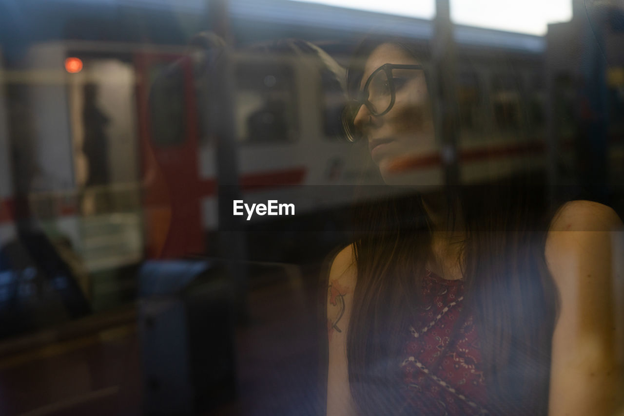 Blurred motion seen through train window