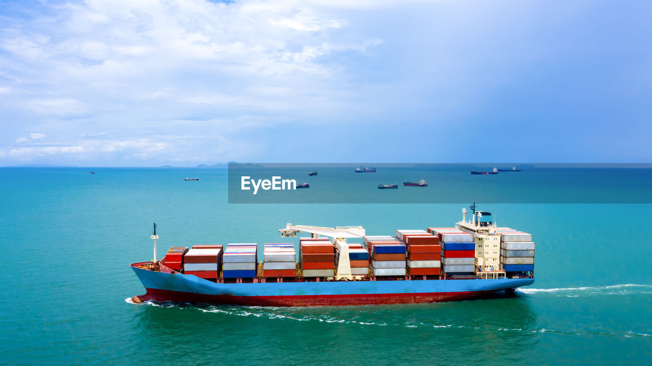 Industry business logistics cargo containers ship import export international by the sea 