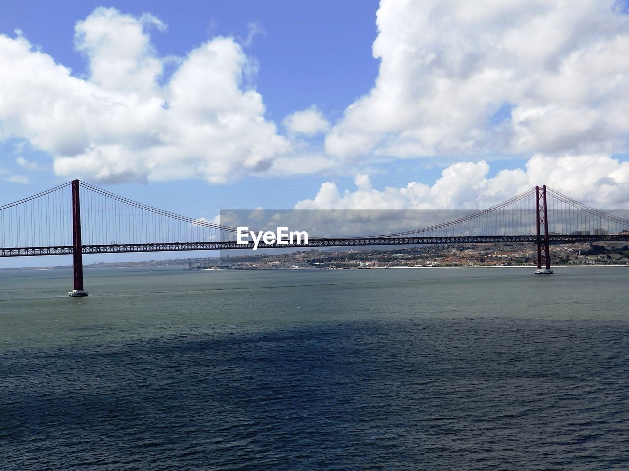 Suspension bridge over river