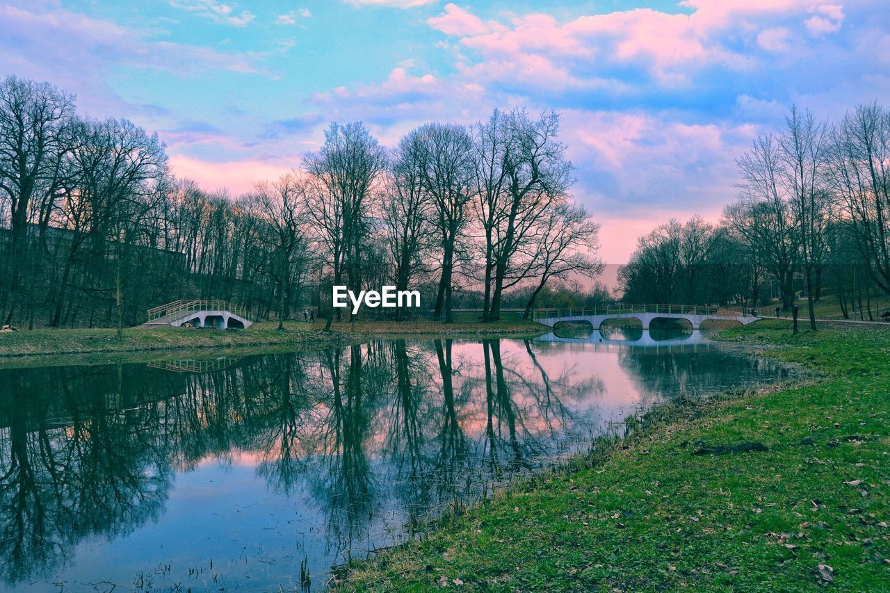 Scenic view of lake against sky