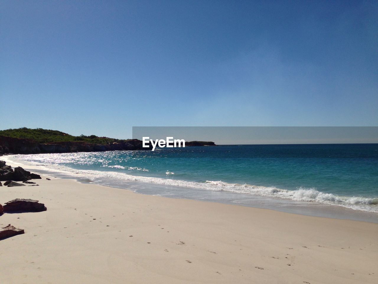 VIEW OF BEACH AGAINST CLEAR SKY