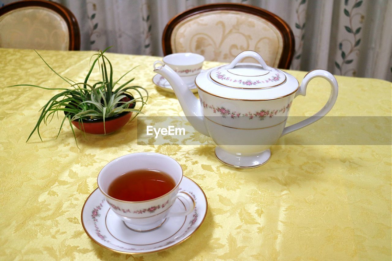 Close-up of herbal tea on table