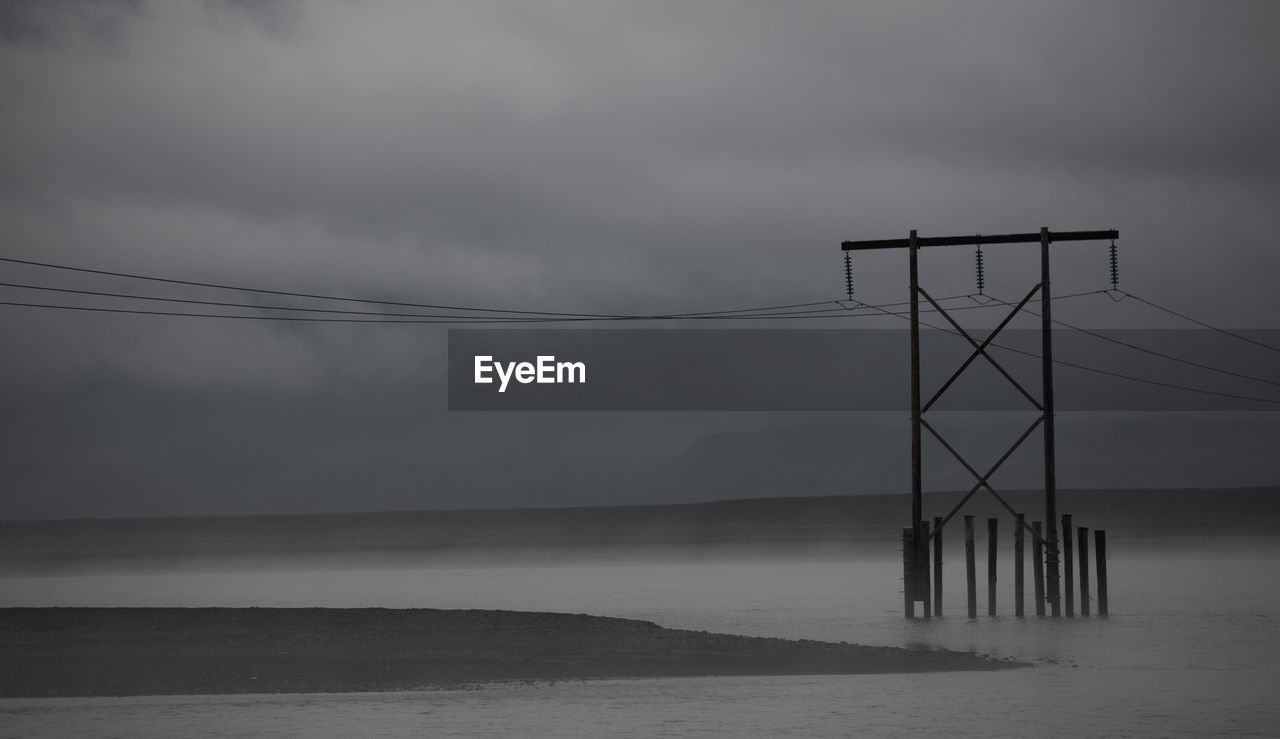 Pylons supporting power lines over the skeiðarársandur sander area