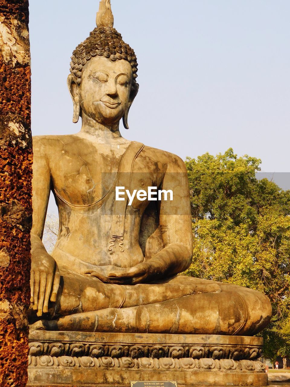 LOW ANGLE VIEW OF STATUES AGAINST TREES