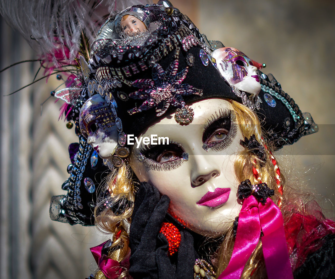 Close-up of person wearing mask during carnival