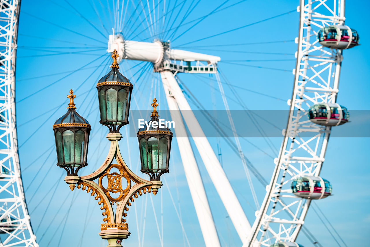 Close up view of the london eye in london.