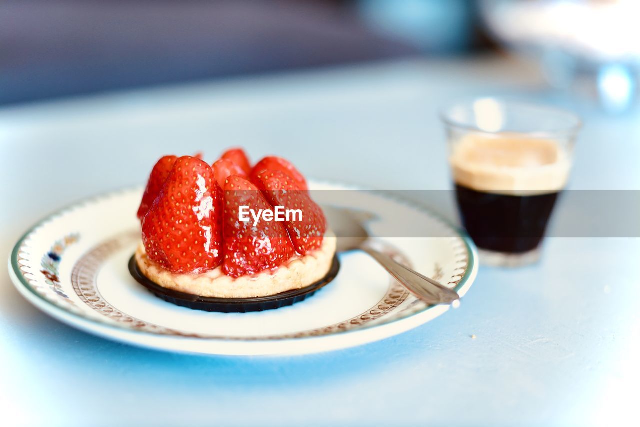 Close-up of dessert in plate on table