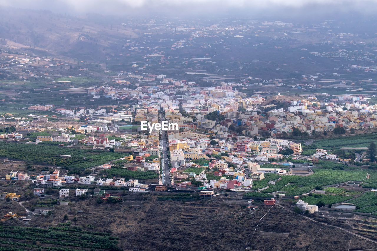 high angle view of buildings in city