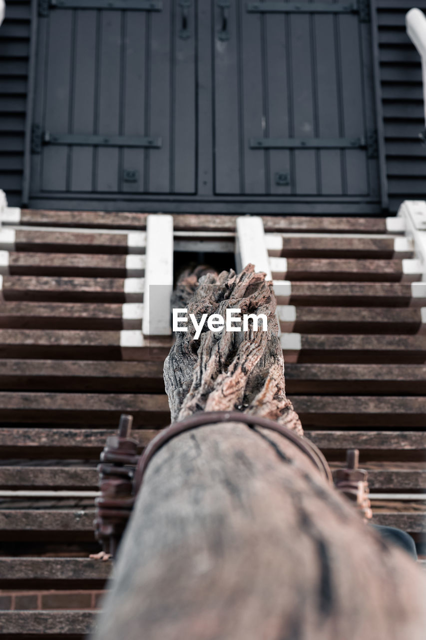 architecture, wood, iron, staircase, built structure, no people, day, building exterior, outdoors, black