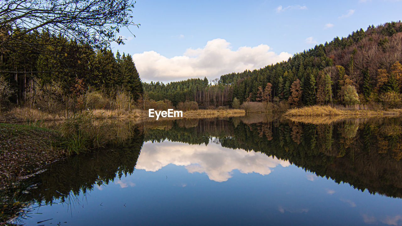 Scenic view of lake against sky