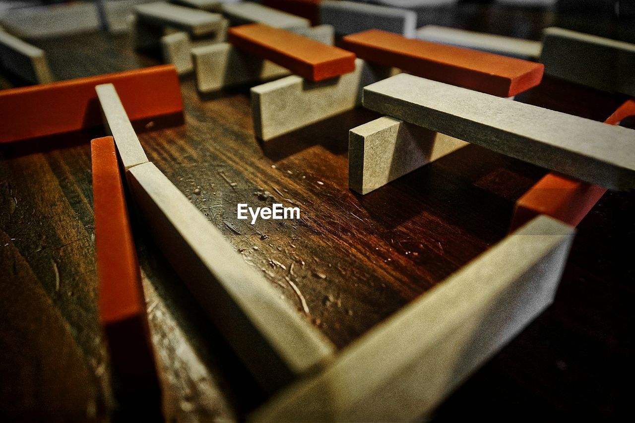 Wooden slabs on table