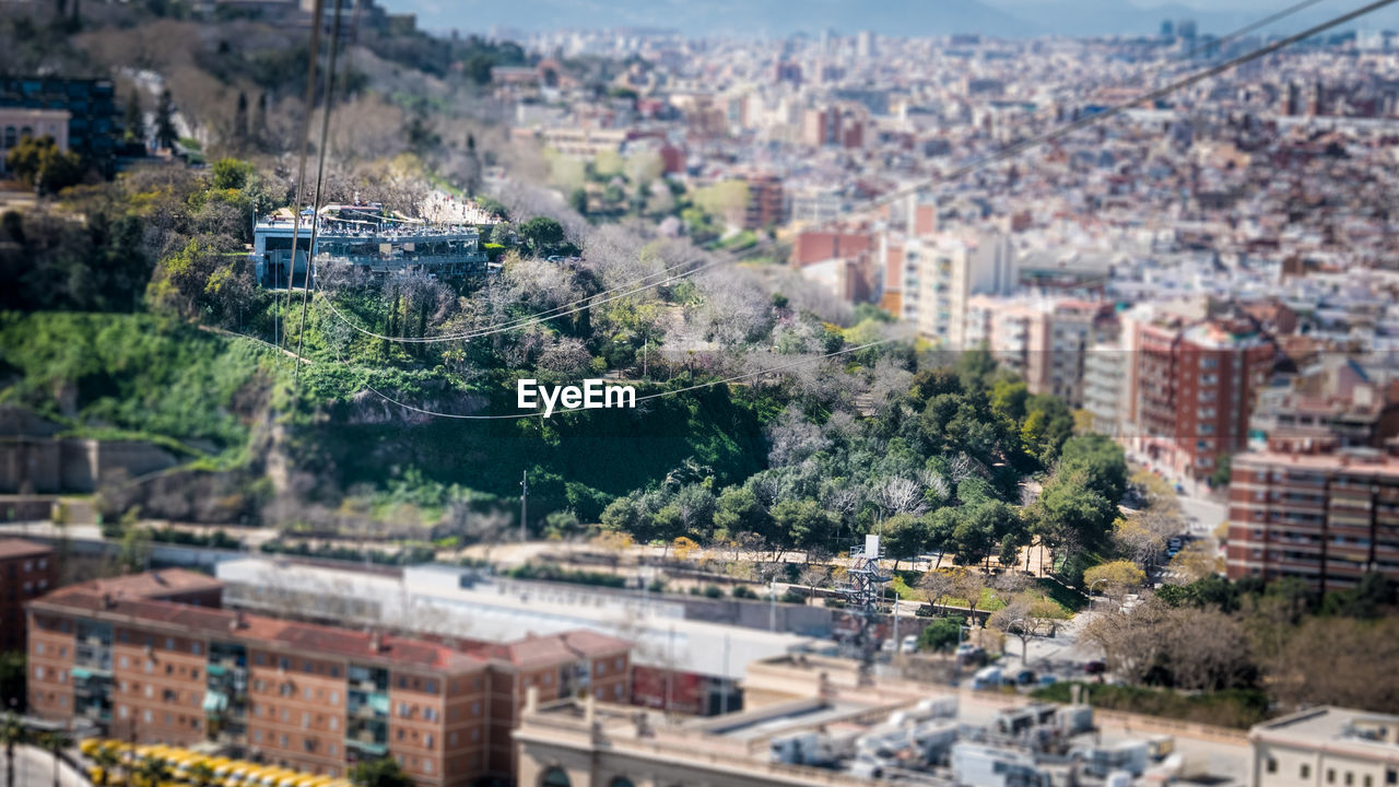 High angle view of cityscape against sky