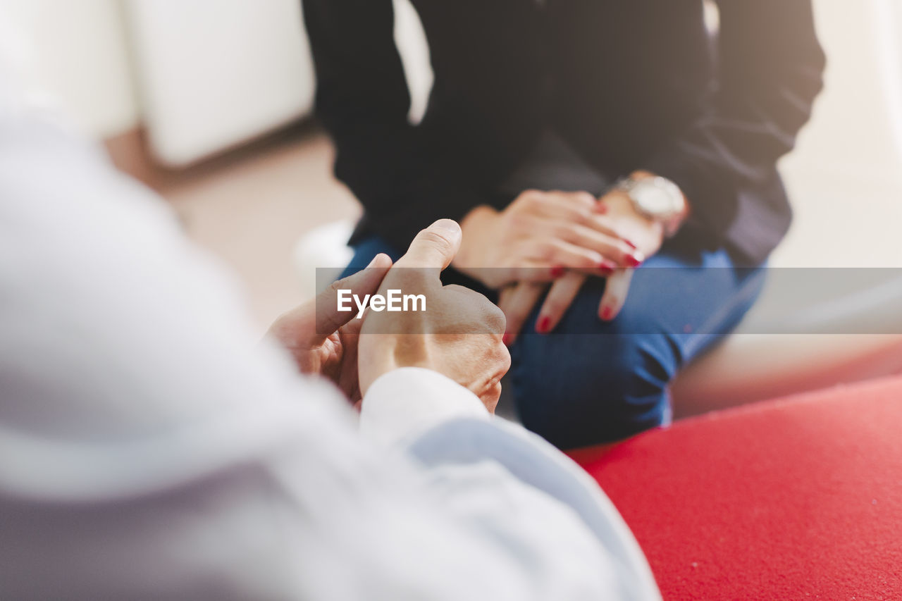 Peoples hands during meeting
