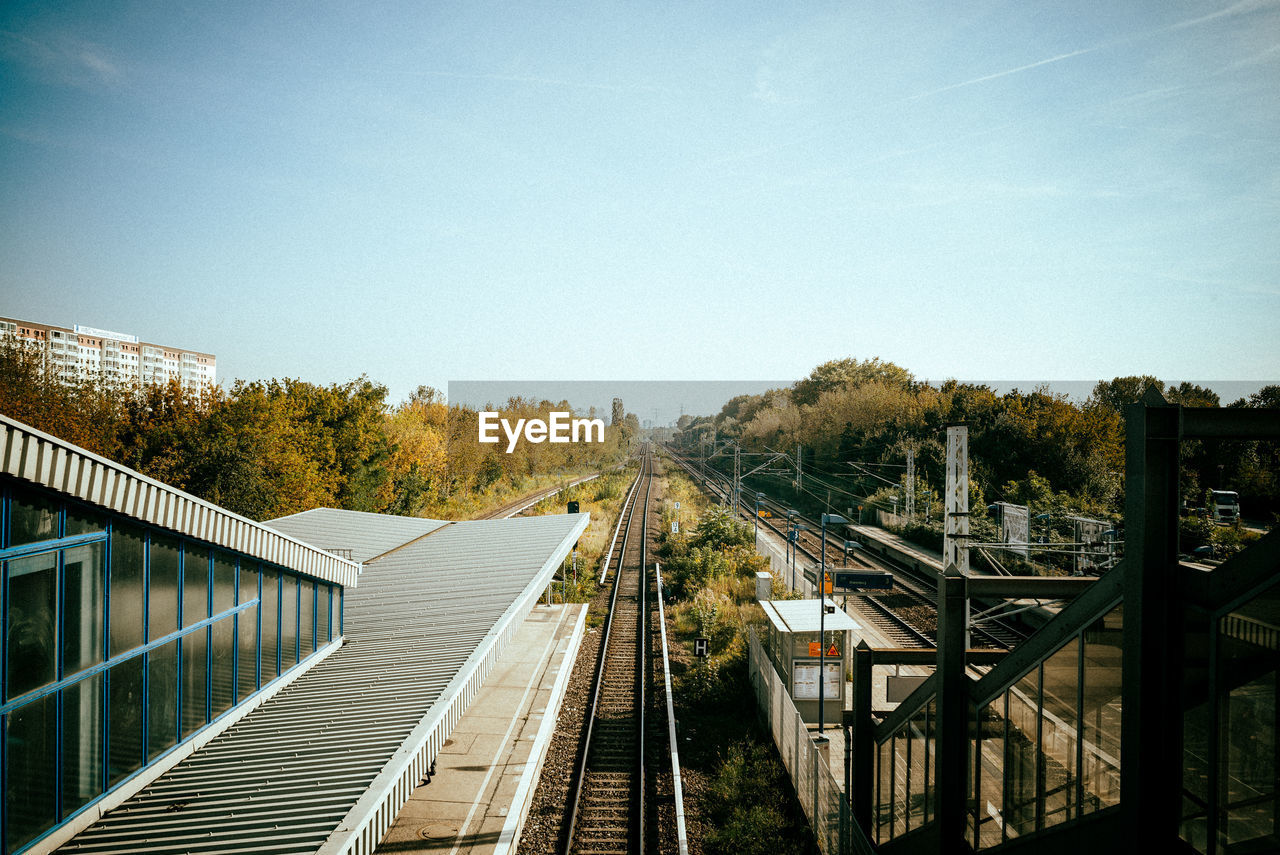 View of railway tracks against clear sky