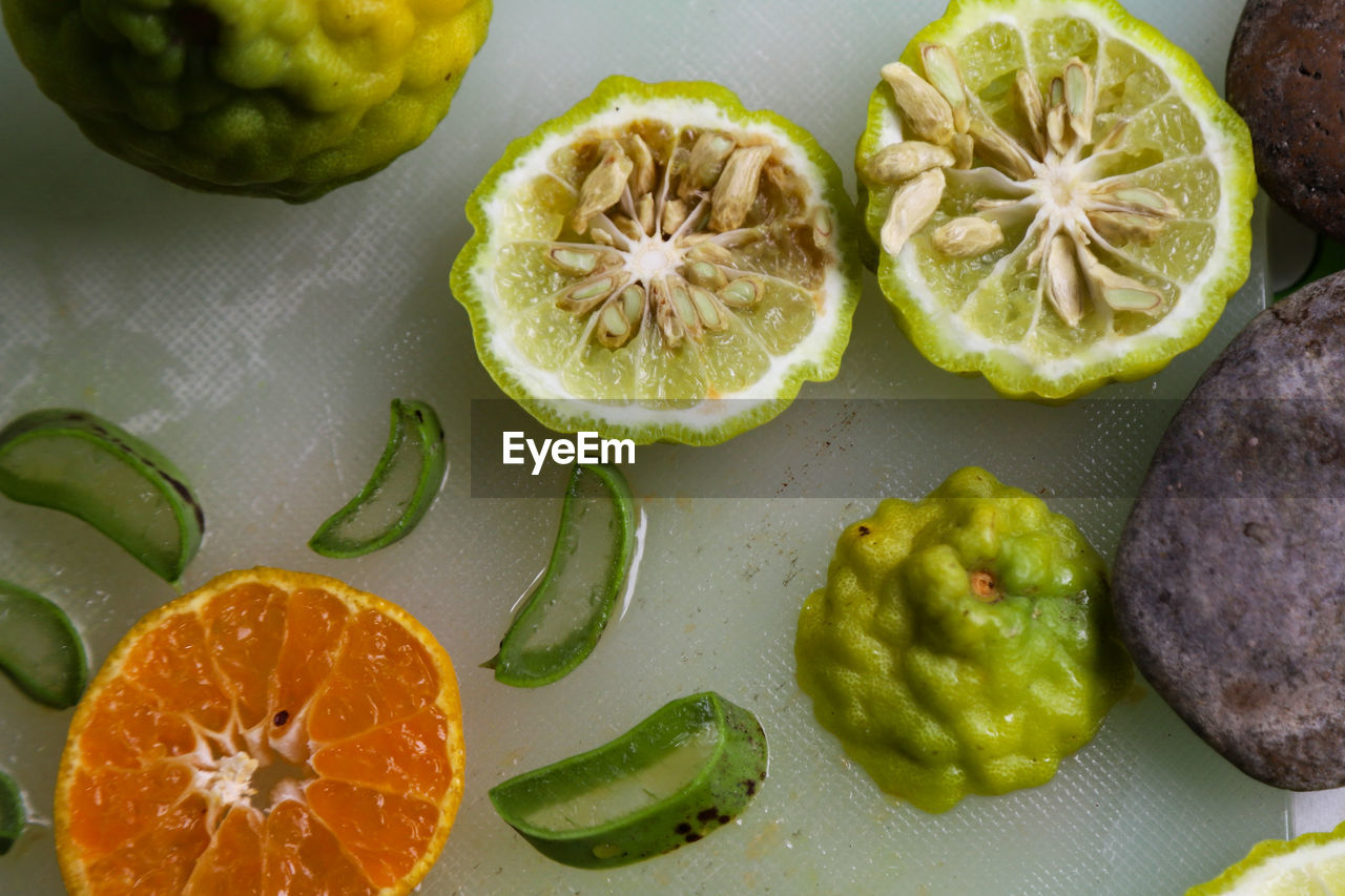 Directly above shot of fruits in plate