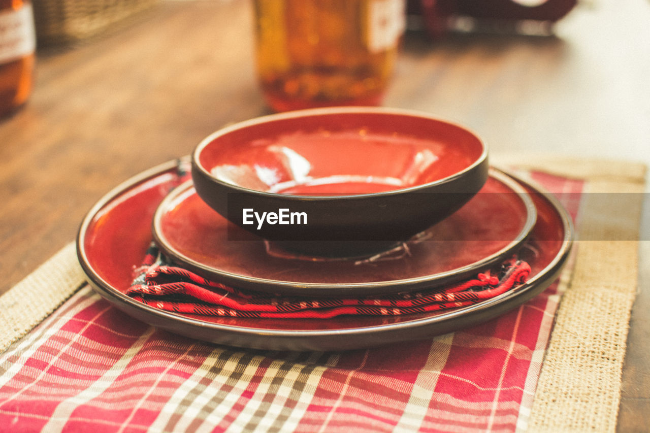 Close-up of tea cup on table