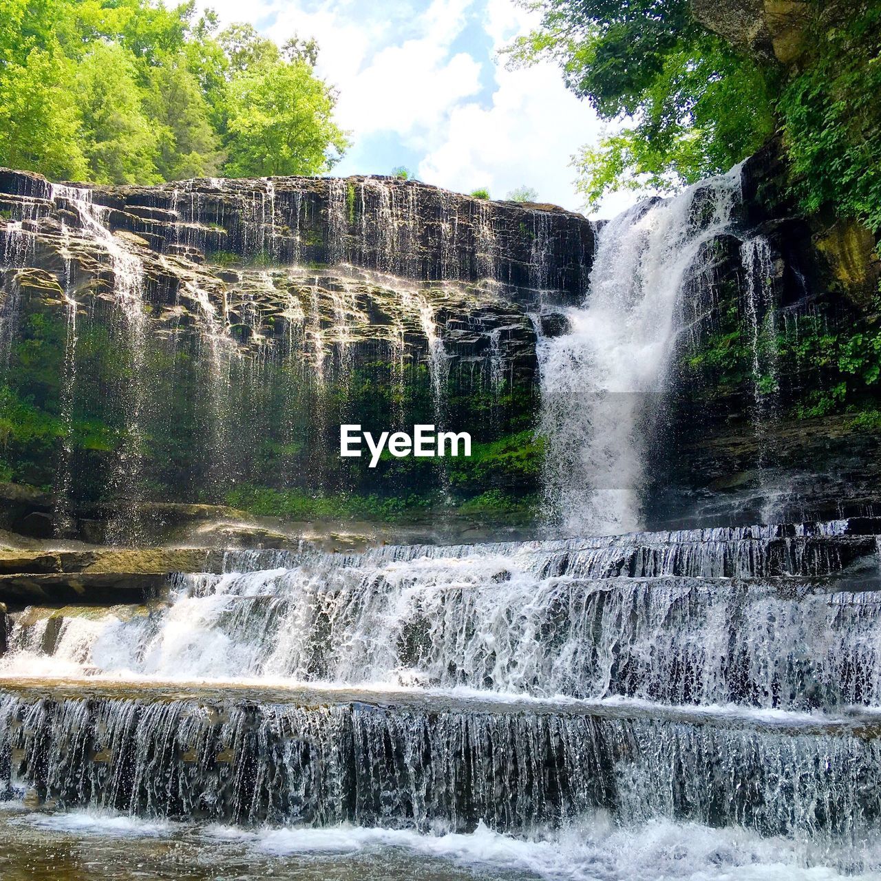 Scenic view of waterfall
