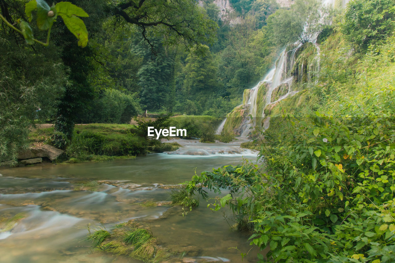 Baumes-les-messieurs waterfall, a famous tuff waterfall in the jura region