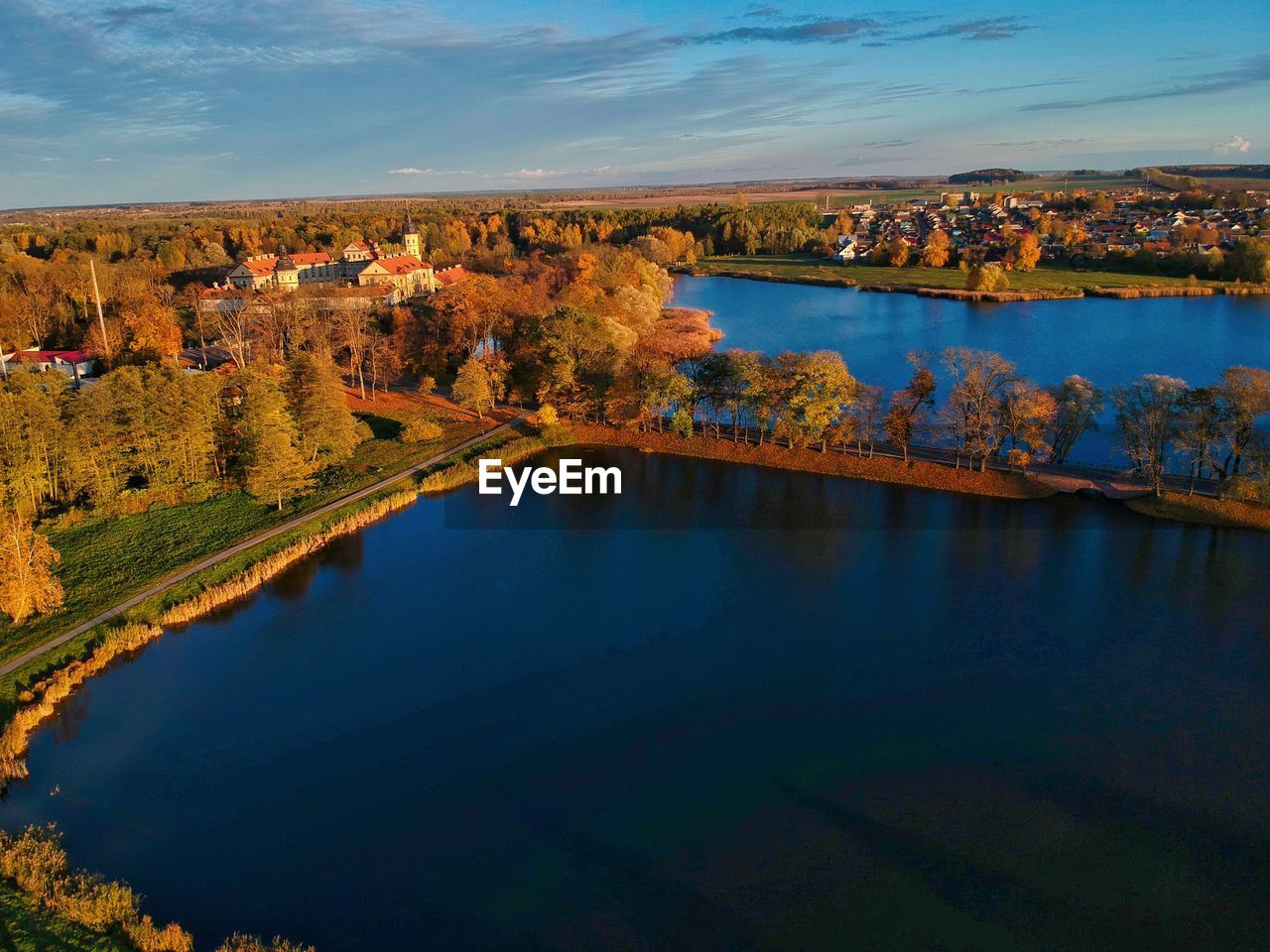 Scenic view of lake against sky