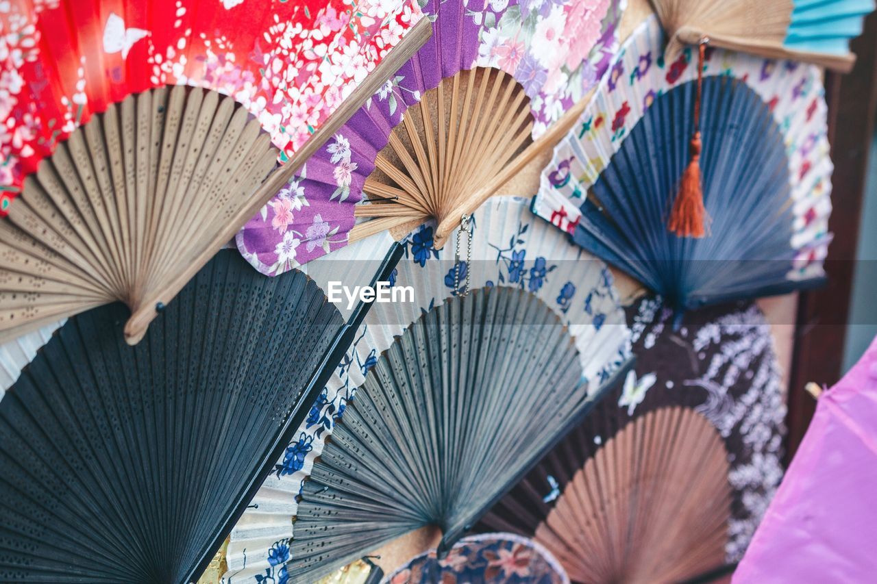 Japanese folding fans for sale at market stall