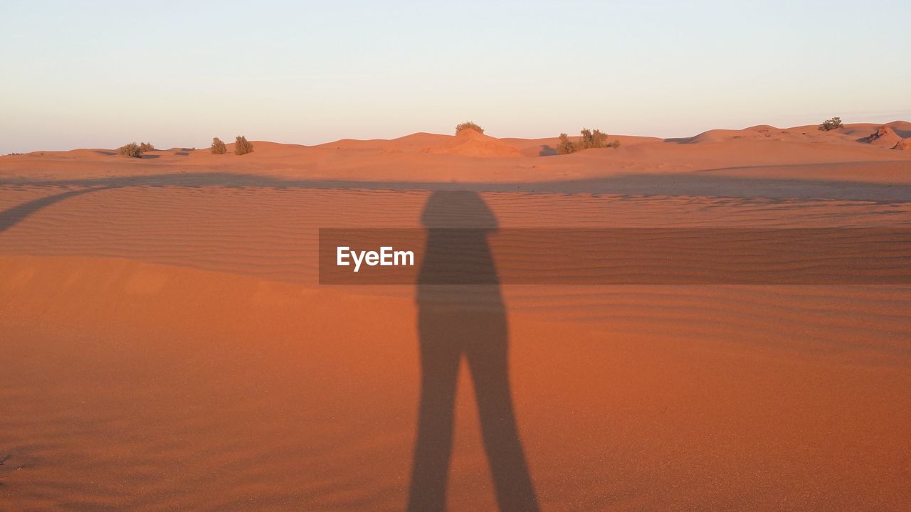 SHADOW OF MAN ON SAND DUNE