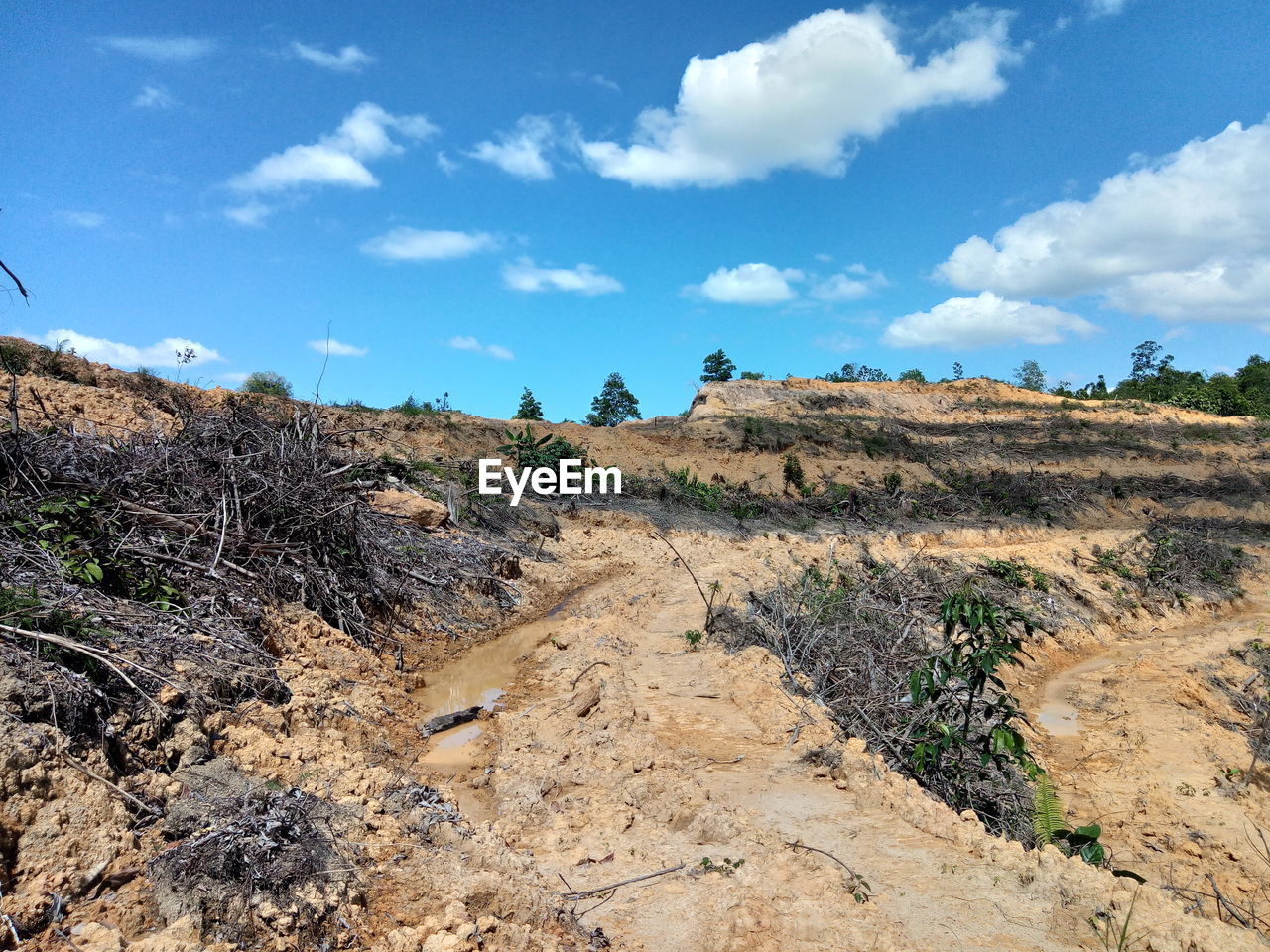 Scenic view of land against sky