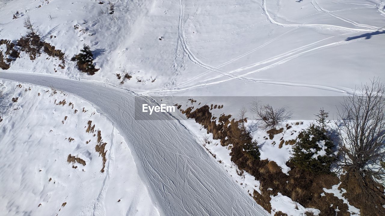 aerial view of snow covered landscape