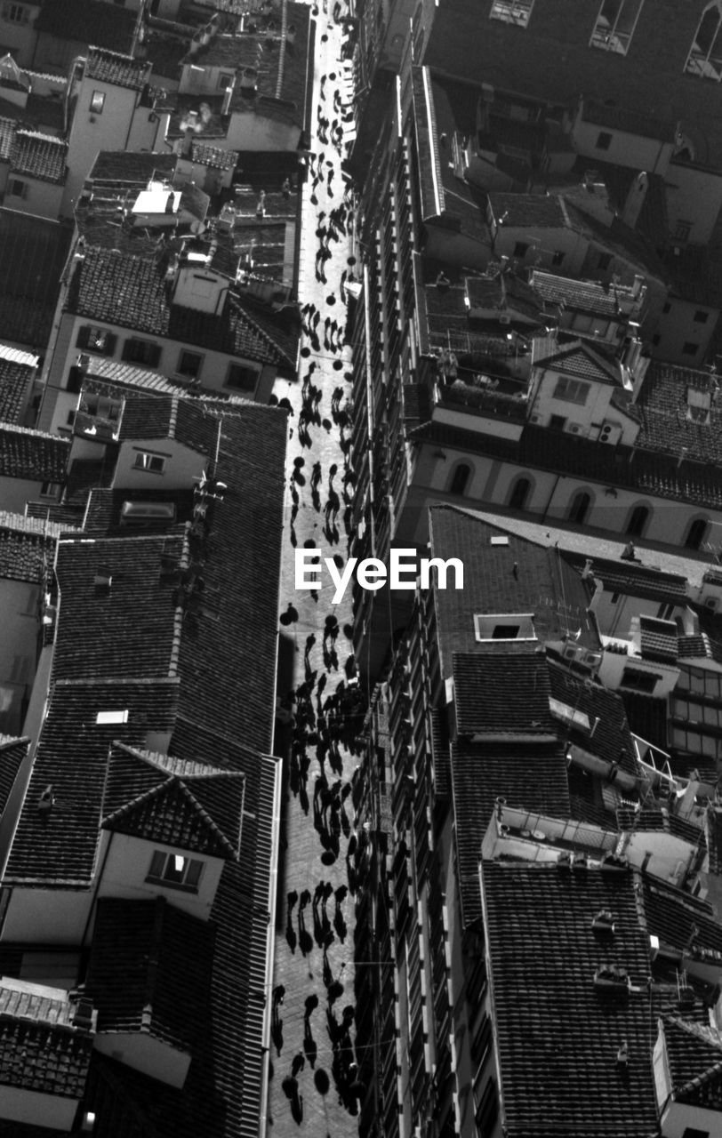 HIGH ANGLE VIEW OF SKYSCRAPERS