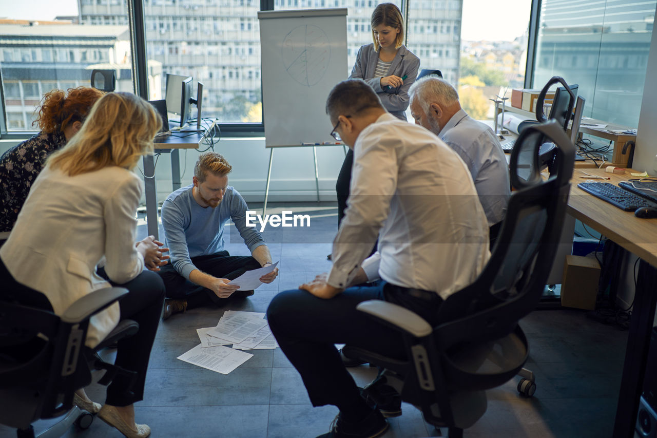 Business team having a workshop in office