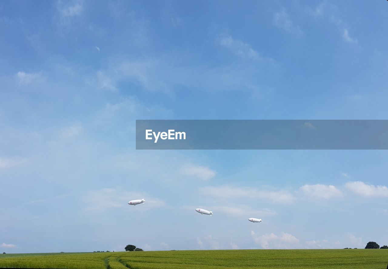 Zeppelin flying over the sky