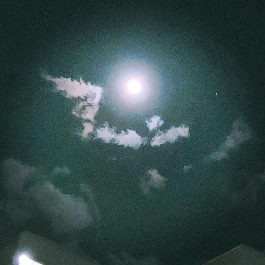 sky, cloud, light, nature, night, moon, no people, moonlight, low angle view, outdoors, darkness, beauty in nature