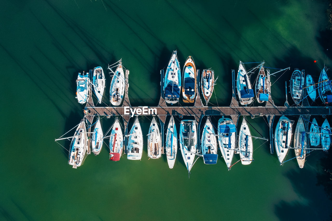 High angle view of water hanging on rope