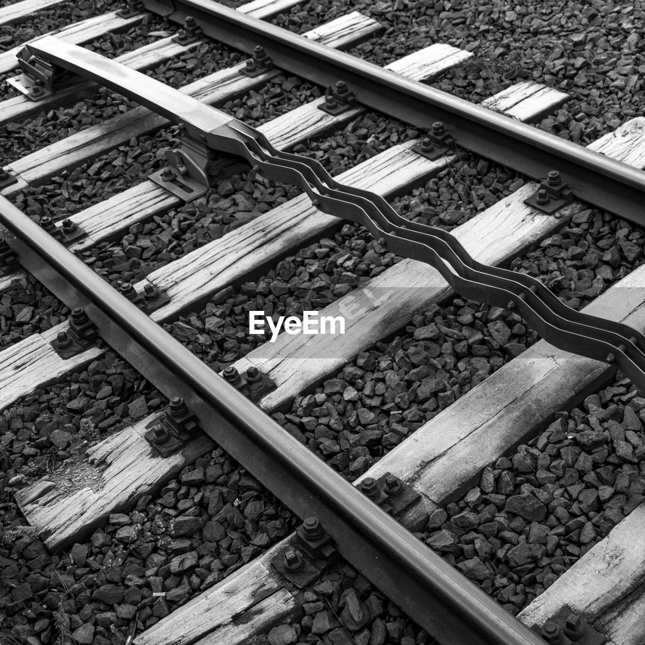 High angle view of railroad tracks