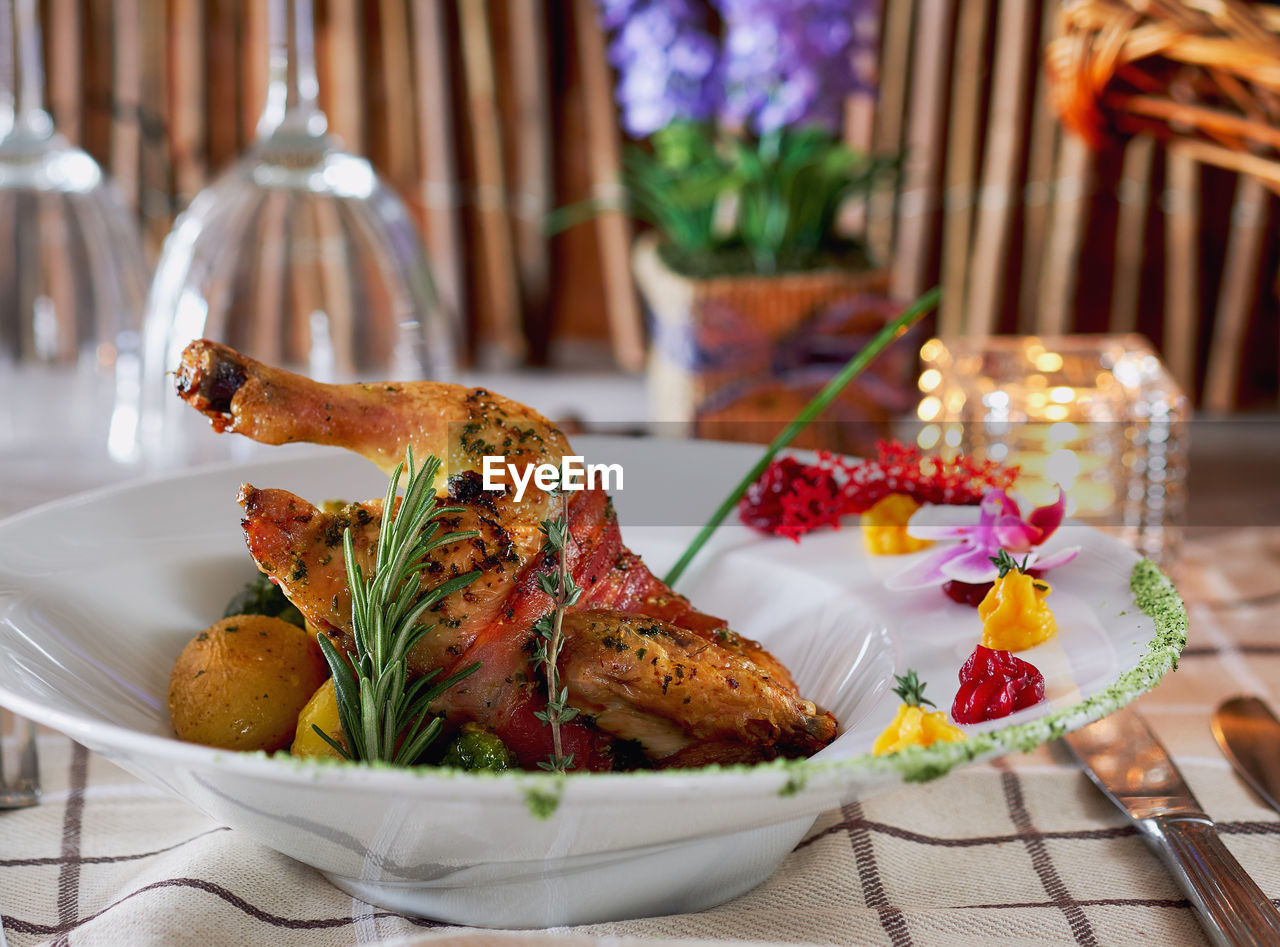 Close-up of food in bowl on table