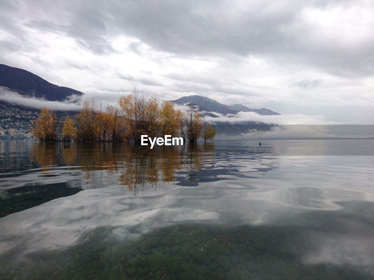 Scenic view of lake against sky